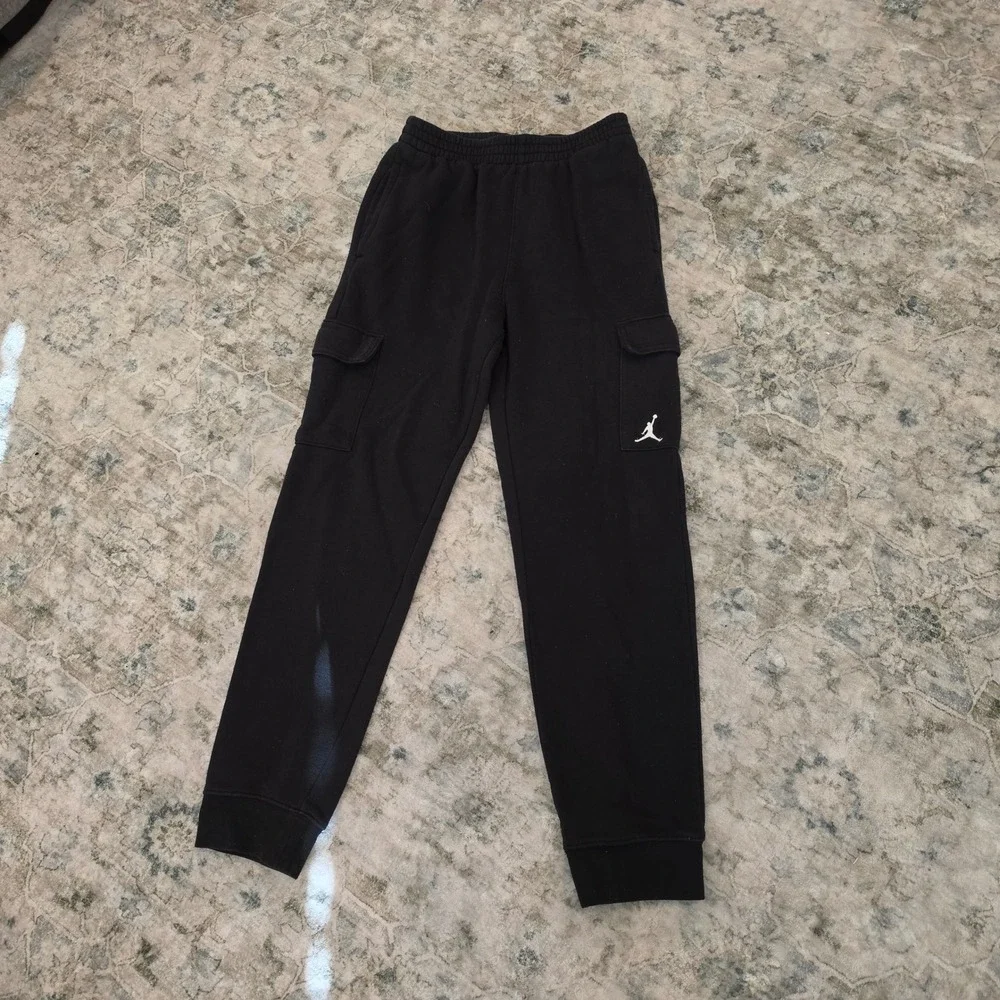 Jordan Boys XL Black Fleece Cargo Jogger Sweatpants Jumpman Logo 13-15 Years